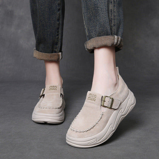 Women's Handmade Leather Platform Slip-on Loafers