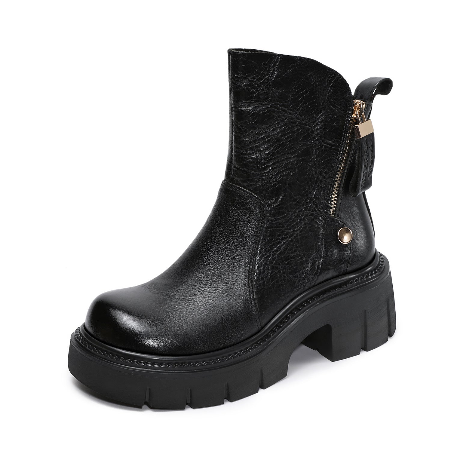 Women's Vintage Leather Chunky Platform Boots-RAIIFY