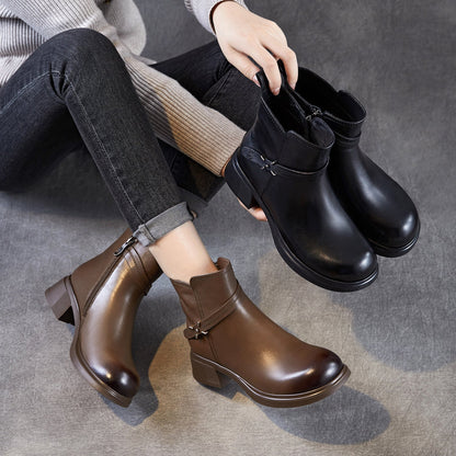 Women's Minimlist Leather Casual Ankle Boots