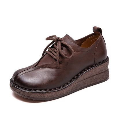 Women's Vintage Leather Wedge Casual Shoes