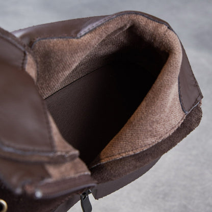 Women's Retro Plain Suede Platform Ankle Boots