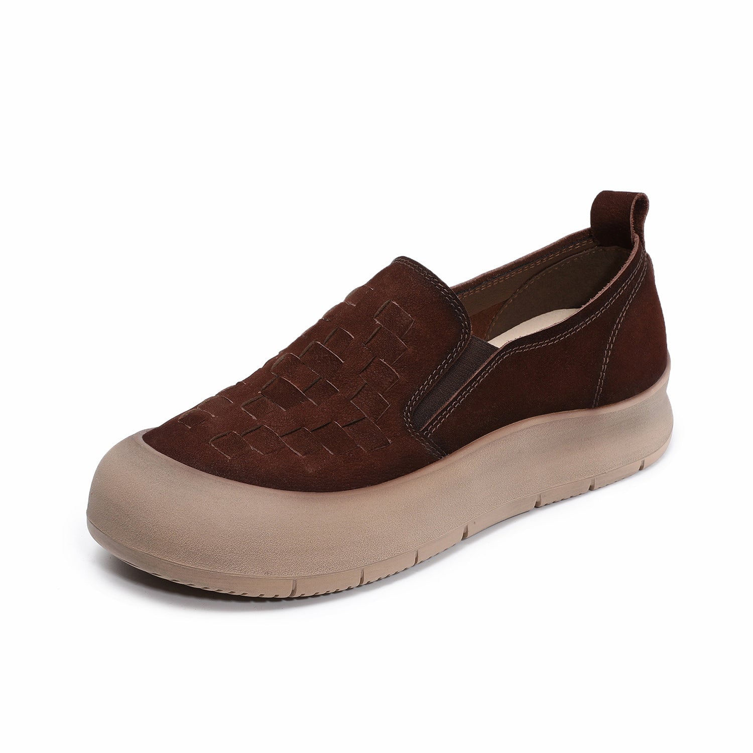 Women's Retro Woven Leather Casual Loafers-RAIIFY