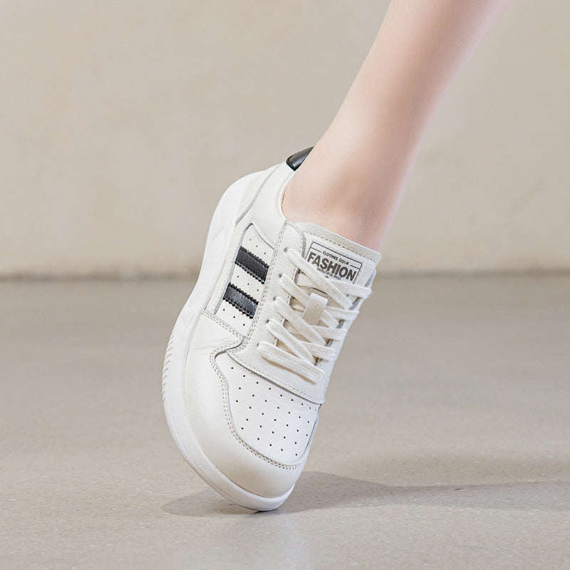 Women's Breathable Leather Comfort Court Sneakers