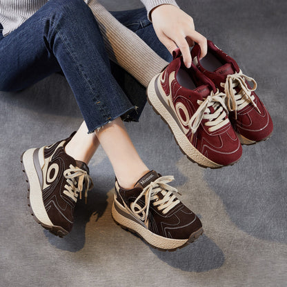 Women's Fashion Quilted Leather Chunky Platform Sneakers