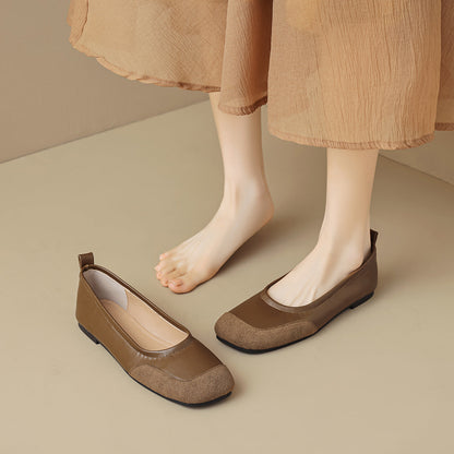 Women's Minimalism Patchwork Leather Soft Flats