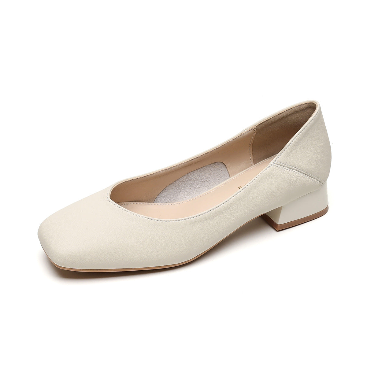 Women's Minimalist Plain Leather Chunky Heel Pumps-RAIIFY