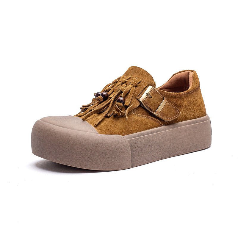 Women's Vintage Fringed Flat Platform Slip-on Shoes