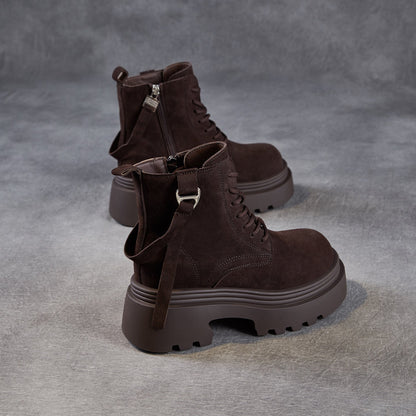 Women's Minimalist Plain Suede Platform Ankle Boots