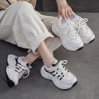 Women's Fashion Quilted Leather Chunky Platform Sneakers