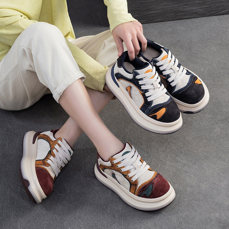 Women's Fashion Color-Blocked Chunky Platform Sneakers