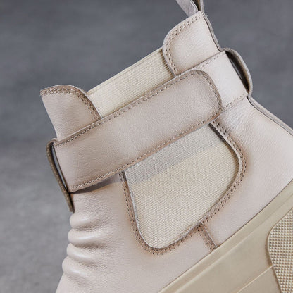 Women's Plain Leather Casual Ankle Boots