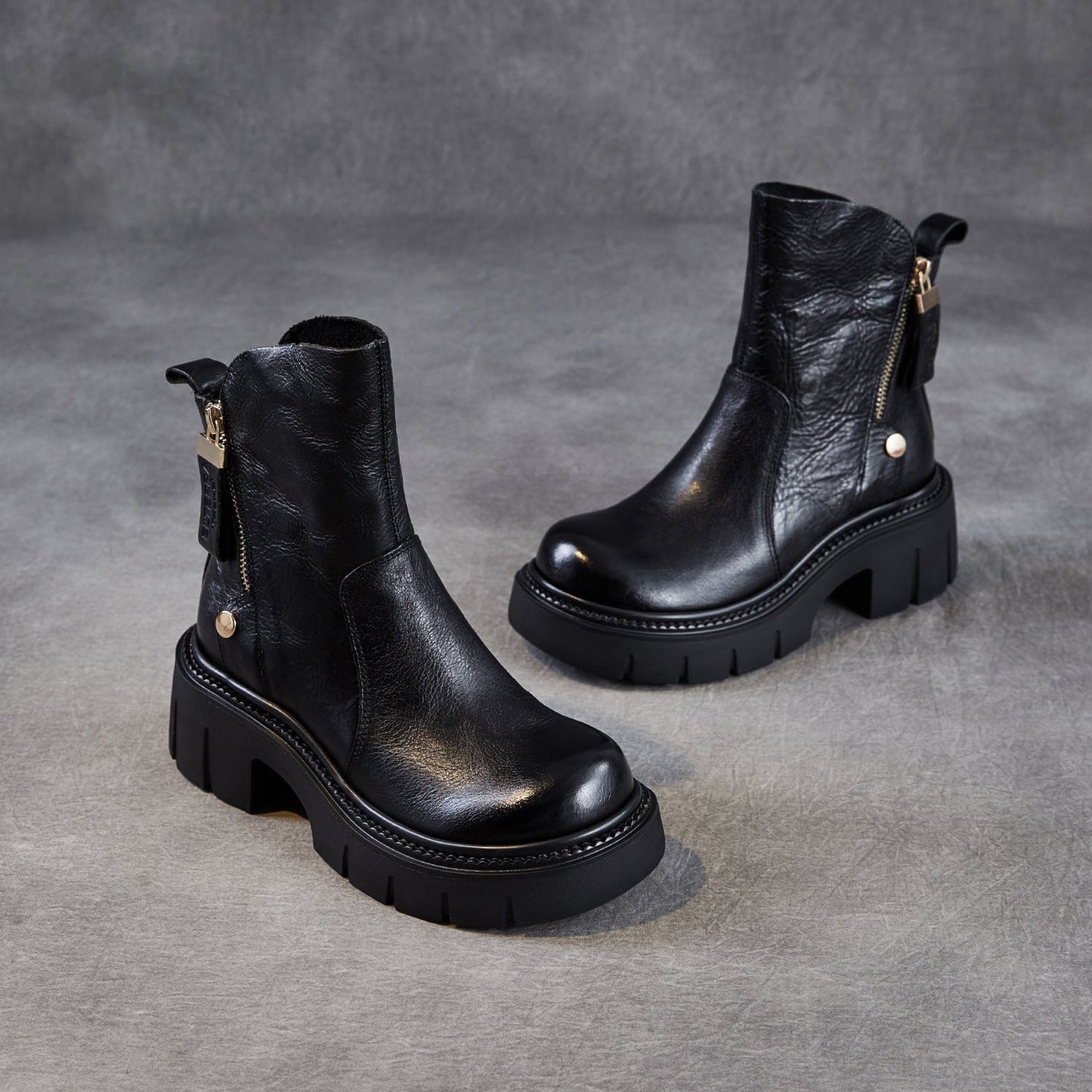 Women's Vintage Leather Chunky Platform Boots