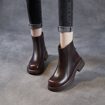 Women's Retro Plain Leather Minimalist Ankle Boots