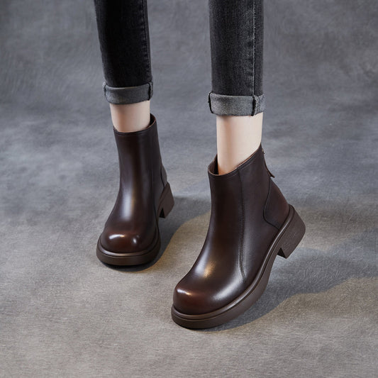 Women's Retro Plain Leather Minimalist Ankle Boots