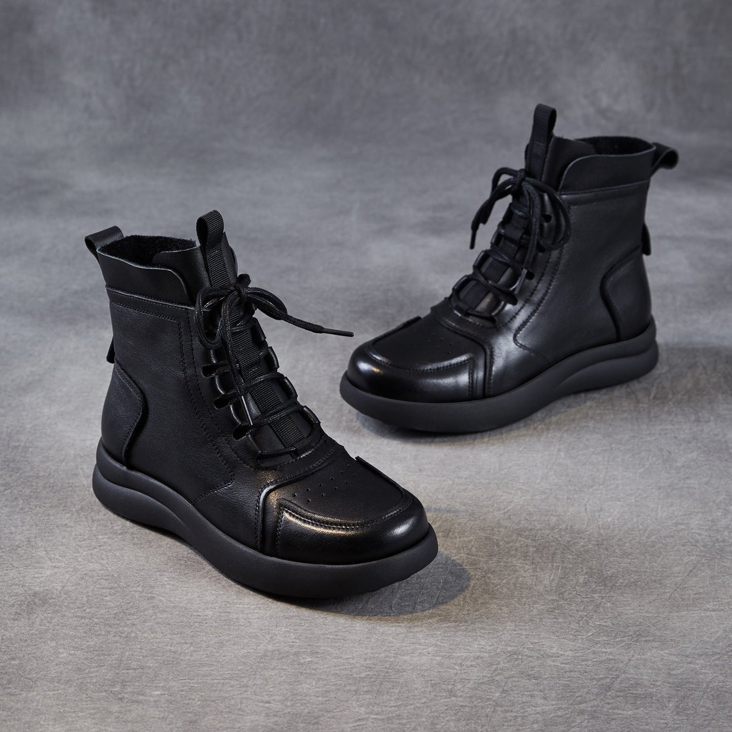 Women's Vintage Breathable Leather Flat Ankle Boots