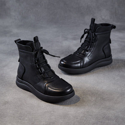 Women's Vintage Breathable Leather Flat Ankle Boots