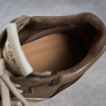 Women's Retro Quilted Leather High Top Casual Sneakers