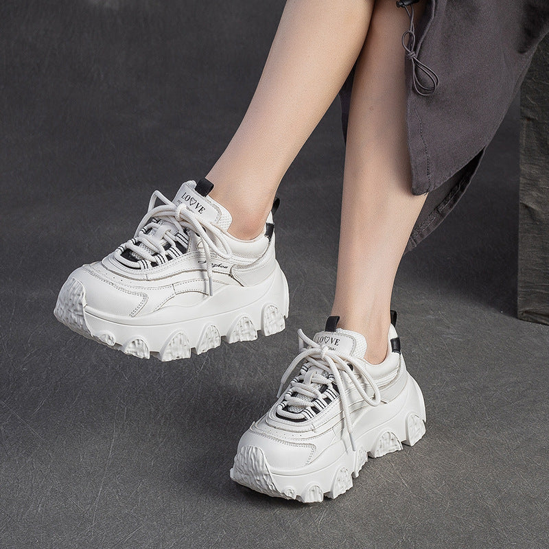 Women's Fashion Quilted Leather Platform Sneakers