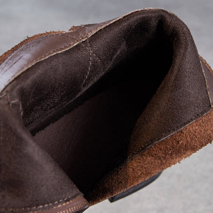 Women's Pointed-Toe Block-Heel Leather Ankle Boots