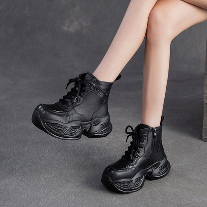 Women's Vintage Leather Chunky Platform Boots