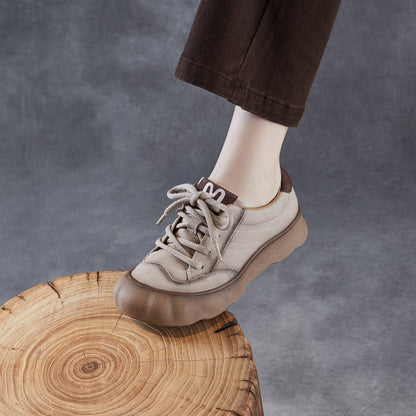Women's Vintage Leather Lace-up Casual Shoes