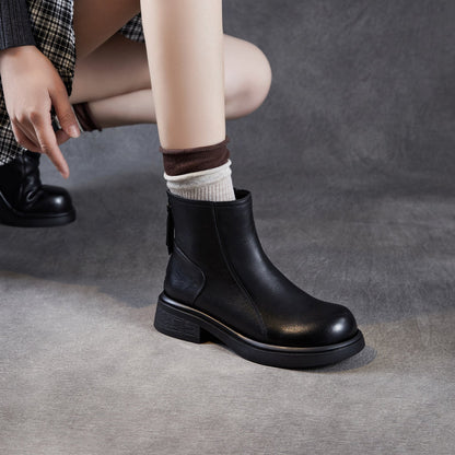 Women's Retro Plain Leather Minimalist Ankle Boots