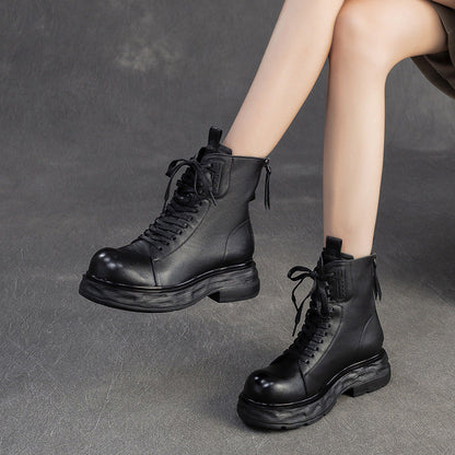 Women's Retro Classic Leather Motorcycle Boots
