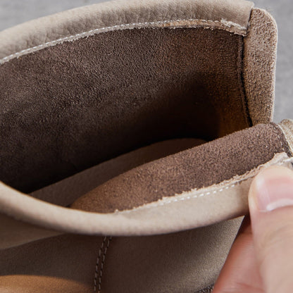 Women's Retro Leather Lug Sole Ankle Boots