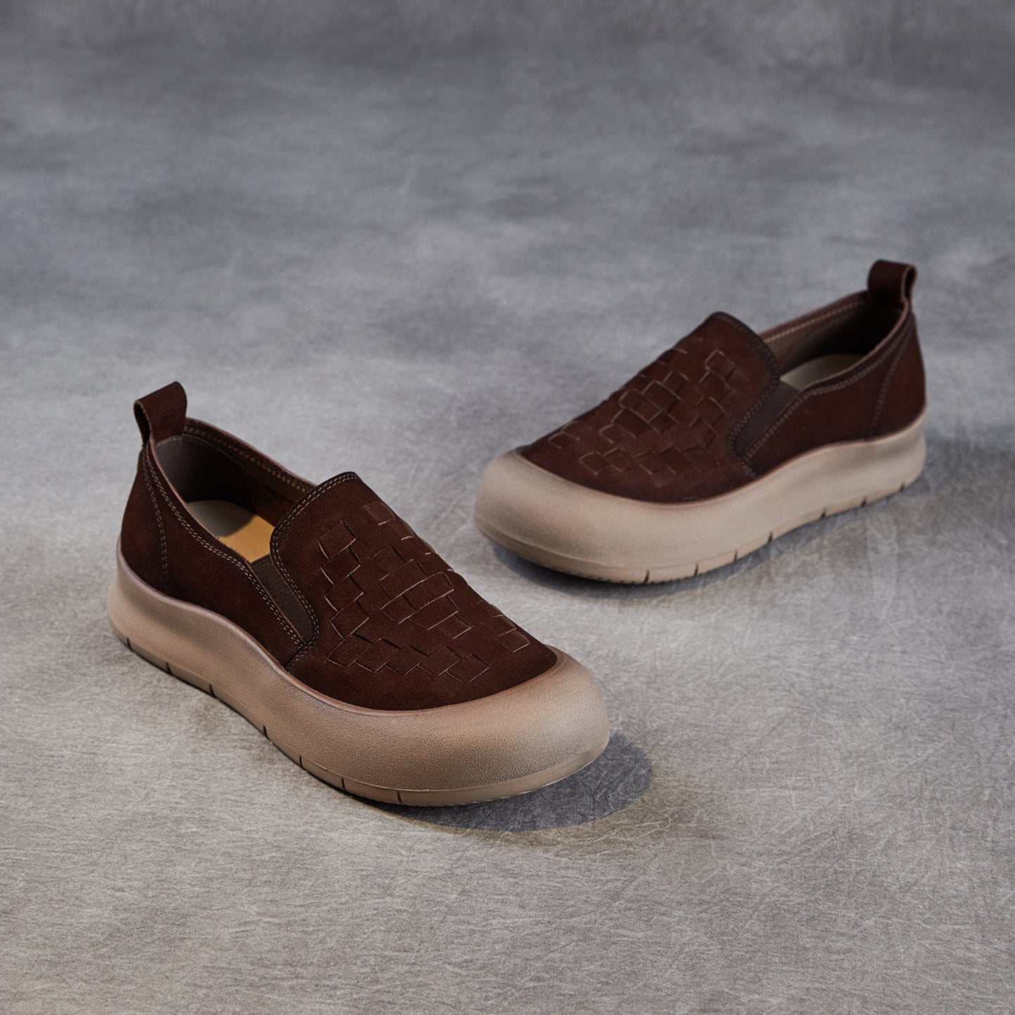 Women's Retro Woven Leather Casual Loafers