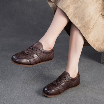 Women's Vintage Leather Woven Casual Shoes