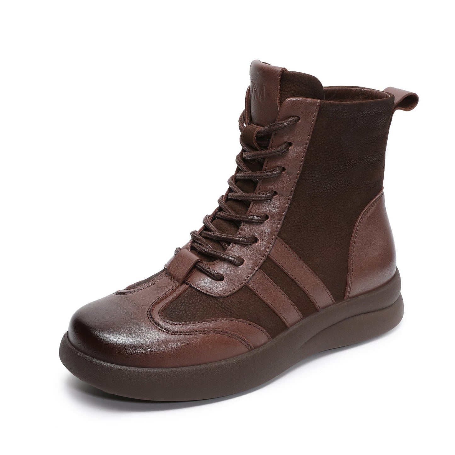 Women's Vintage Patchwork Leather Flat Casual Boots-RAIIFY