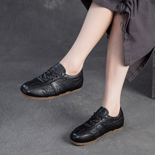 Women's Vintage Leather Woven Casual Shoes