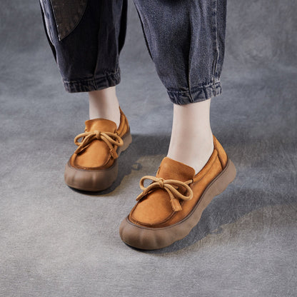 Women's Vintage Leather Lace-up Flat Casual Shoes