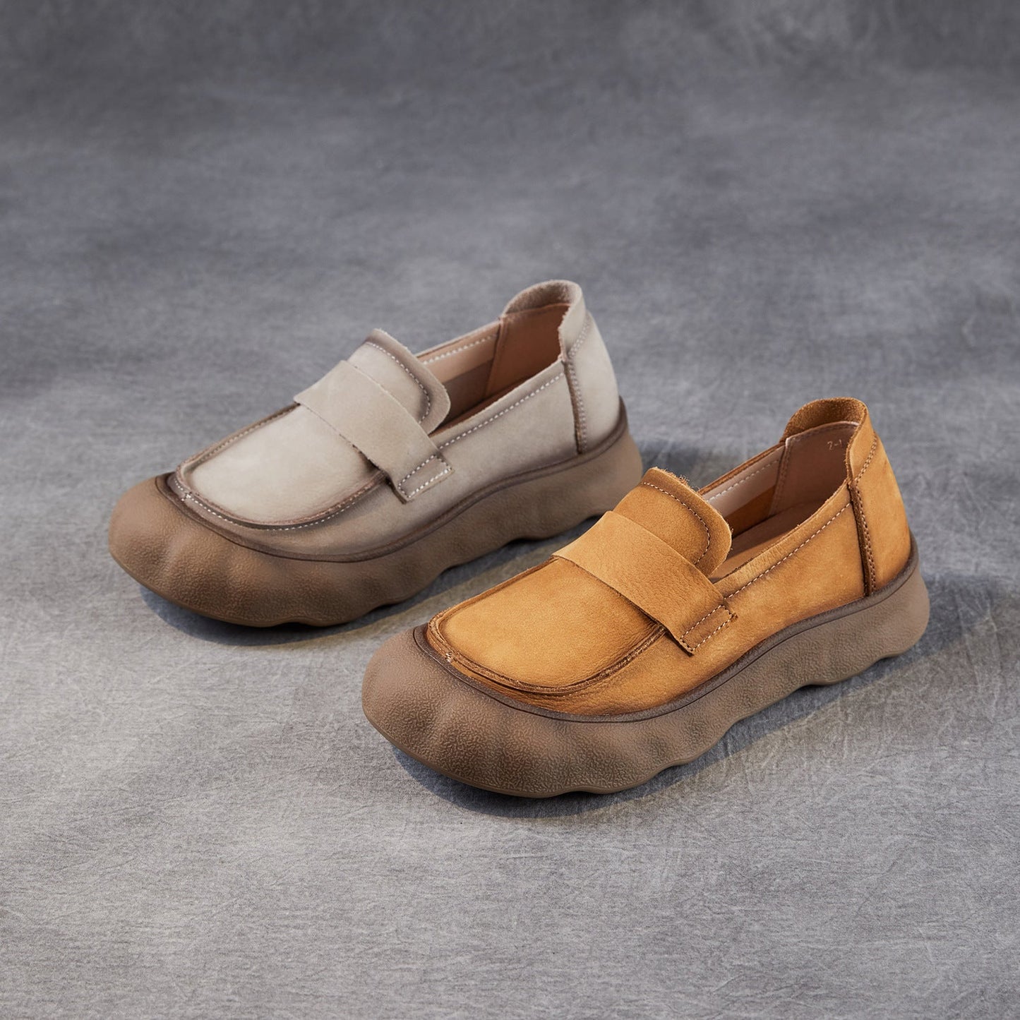 Women's Vintage Plain Leather Comfort Casual Loafers