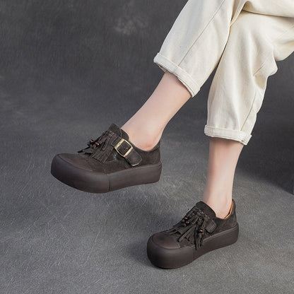 Women's Vintage Fringed Flat Platform Slip-on Shoes