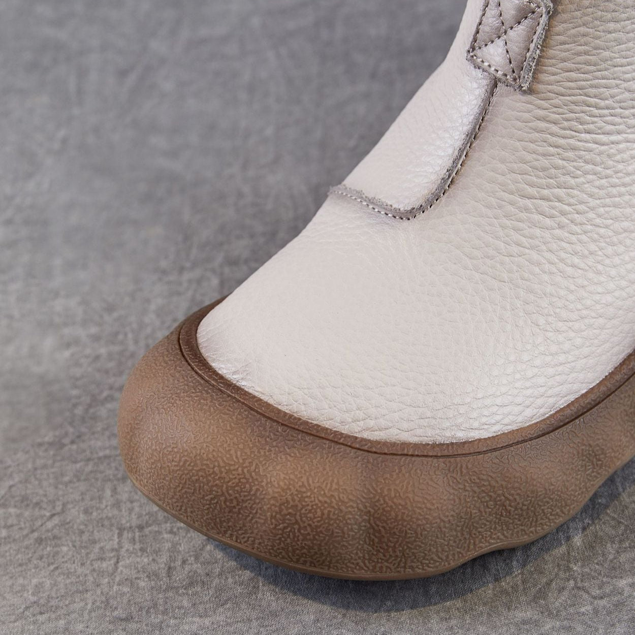 Women's Simple Plain Leather Flat Ankle Boots