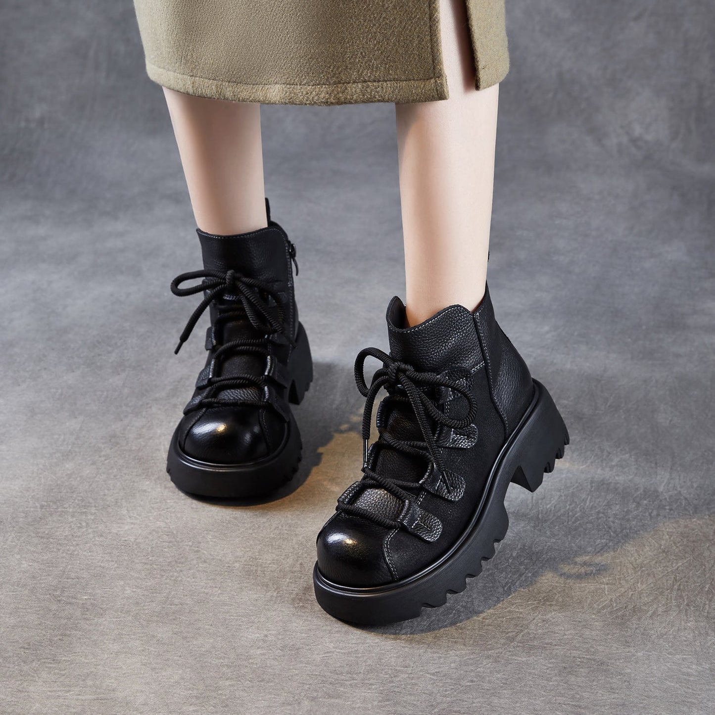 Women's Vintage Quilted Leather Casual Ankle Boots