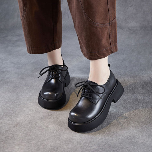 Women's Leather Platform Oxfords Casual Shoes