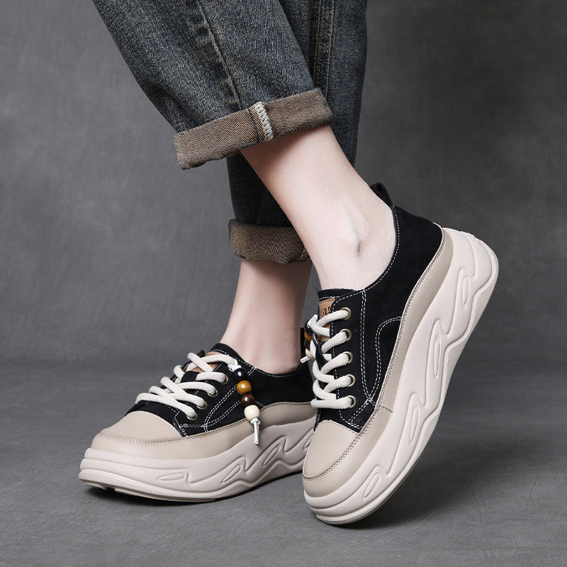 Women's Fashion Leather Platform Casual Shoes