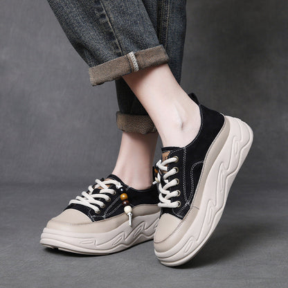 Women's Fashion Leather Platform Casual Shoes