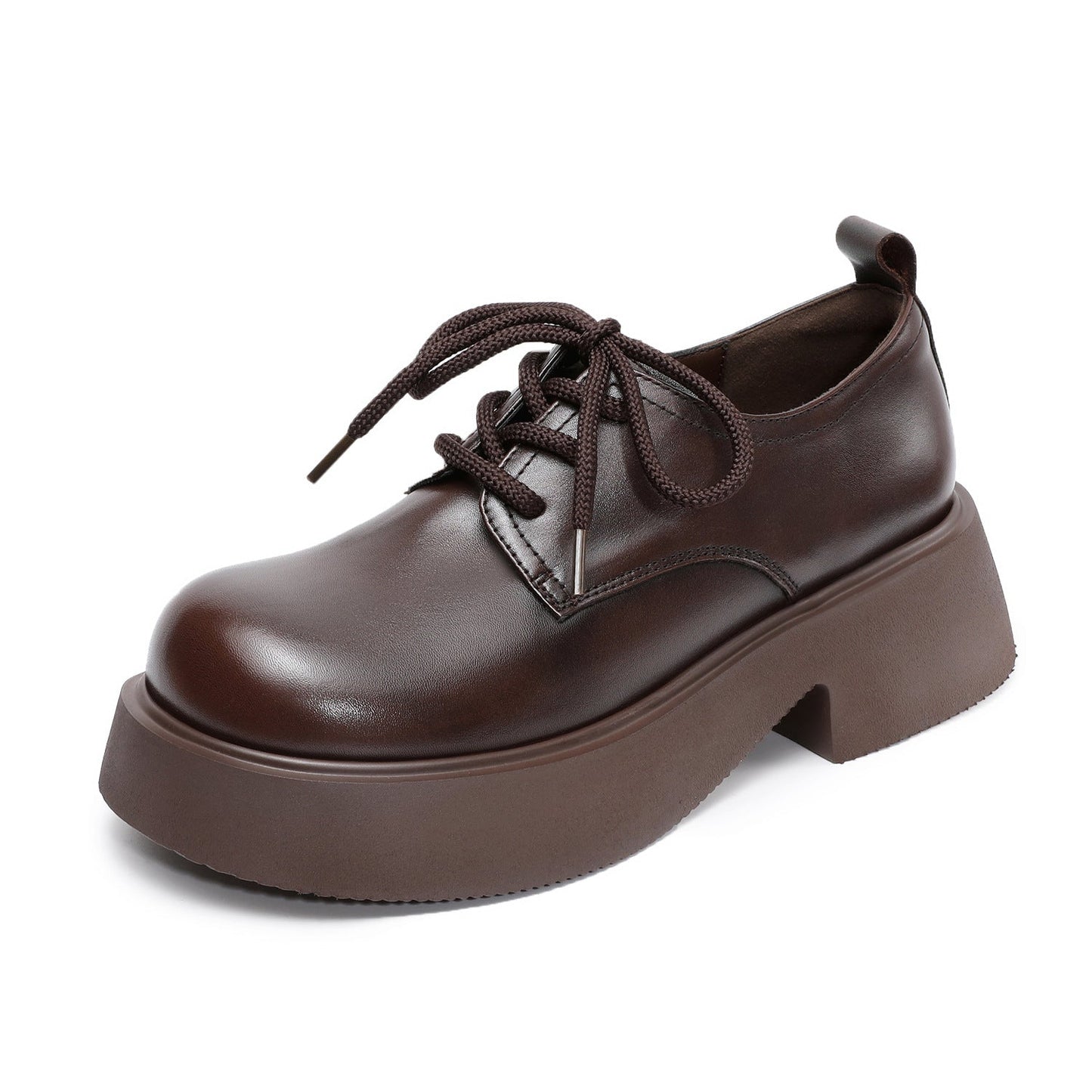 Women's Leather Platform Oxfords Casual Shoes-RAIIFY