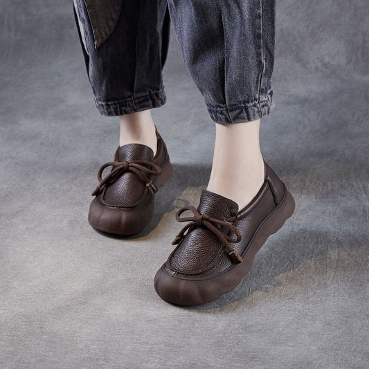 Women's Vintage Soft Leather Lace-Up Casual Shoes