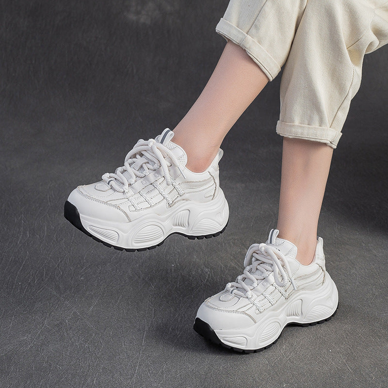 Women's Fashion Quilted Leather Chunky Platform Sneakers