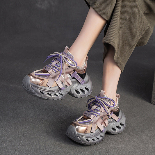 Women's Fashion Color Block Chunky Platform Sneakers