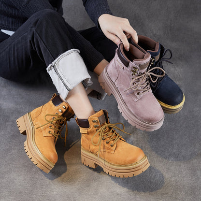 Women's Cowhide Fashion Ankle Motorcycle Boots