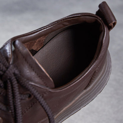 Women's Retro Platform Lace-up Leather Shoes