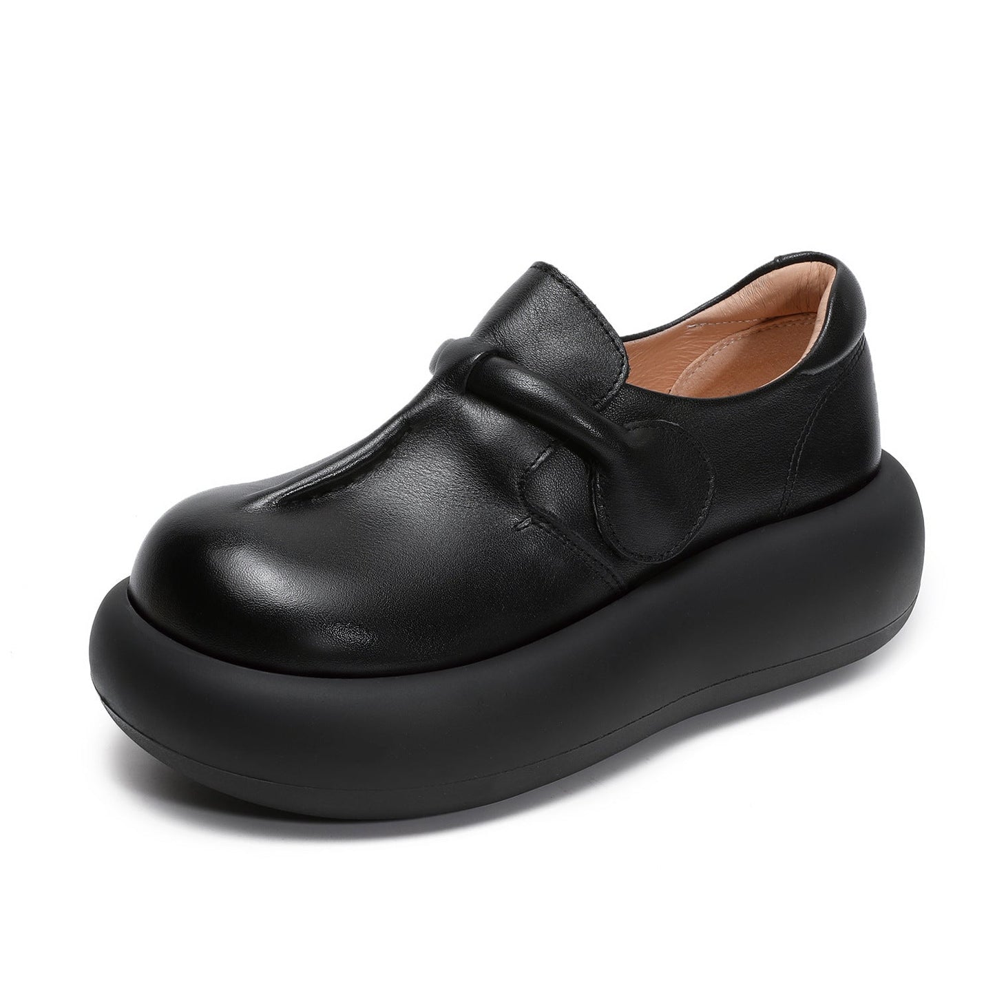 Women Retro Leather Chunky Platform Casual Shoes-RAIIFY