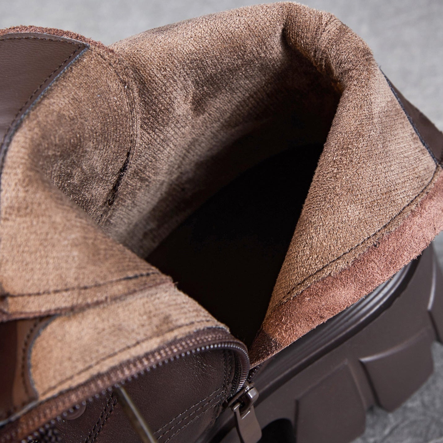 Women's Minimalist Plain Leather Chunky Platform Boots