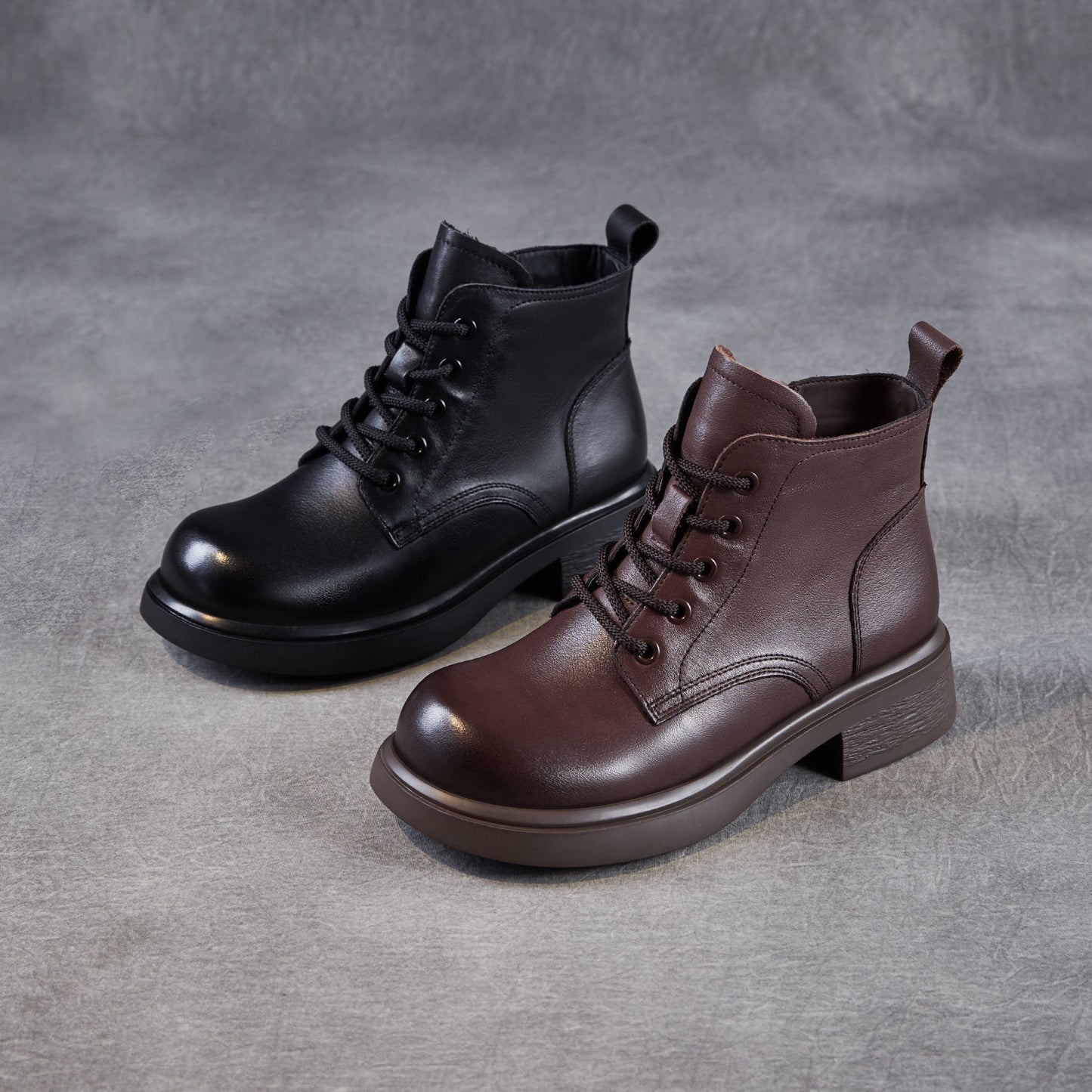 Women's Plain Quilted Leather Casual Ankle Boots