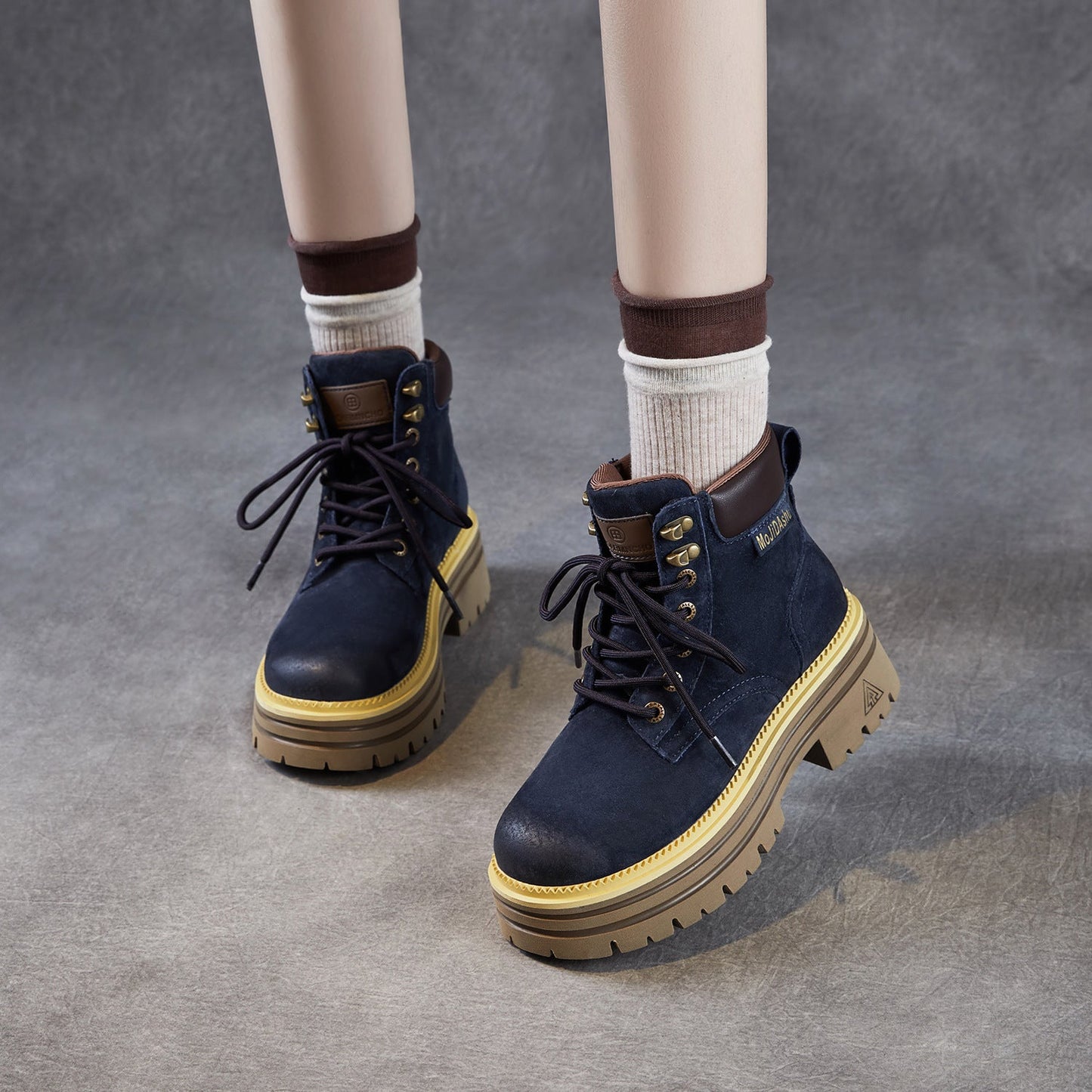 Women's Cowhide Fashion Ankle Motorcycle Boots